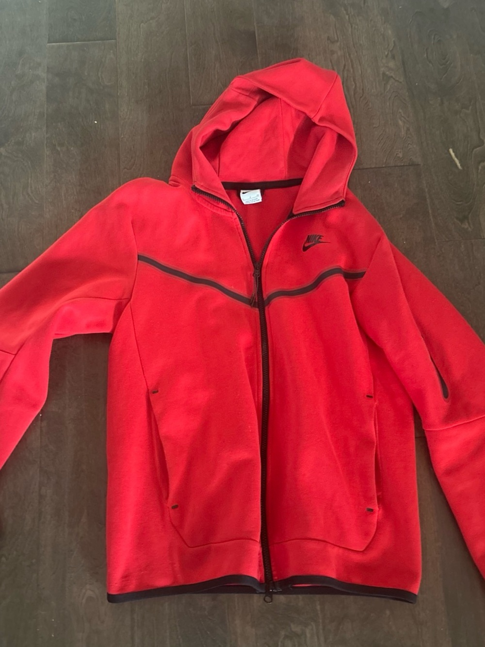 Nike Red Full-Zip Hooded Fleece Jacket